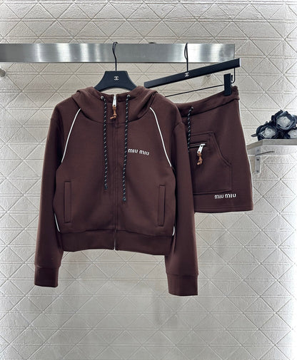 25 Hooded jacket and short skirt set