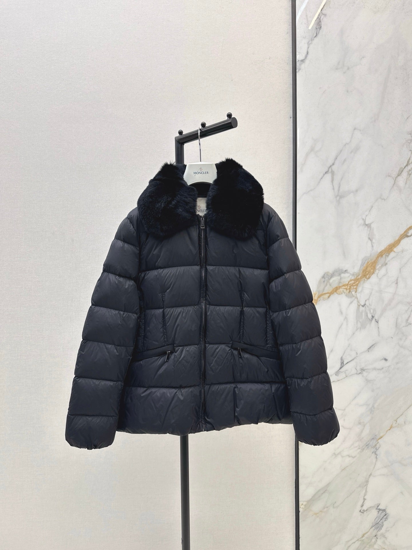 25 New Otter Rabbit fur collar zipper down jacket
