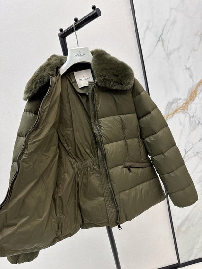 25 New Otter Rabbit fur collar zipper down jacket