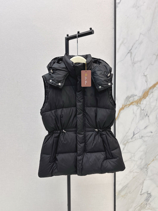 25 New drawstring waistband down vest jacket