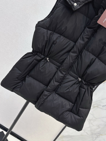 25 New drawstring waistband down vest jacket