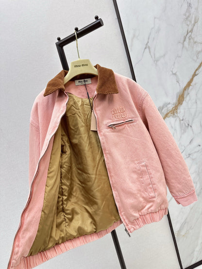 25 New collar spliced corduroy cotton jacket