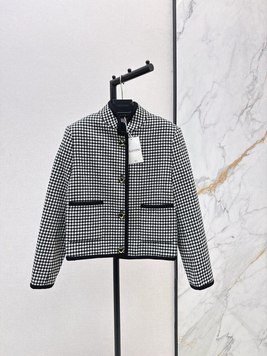 25 Classic stand up collar plaid jacket
