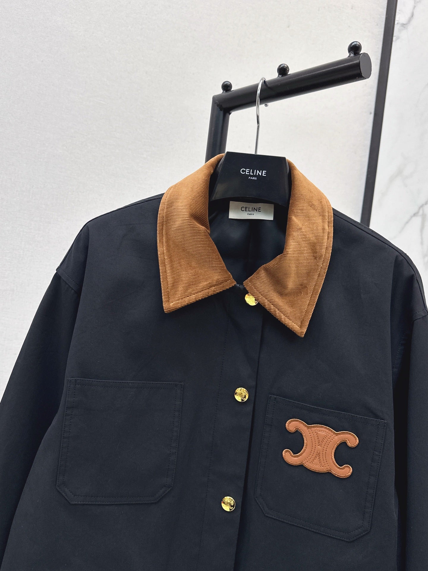 25 New Collar Pocket Splicing Coat