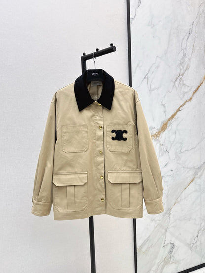 25 New Collar Pocket Splicing Coat