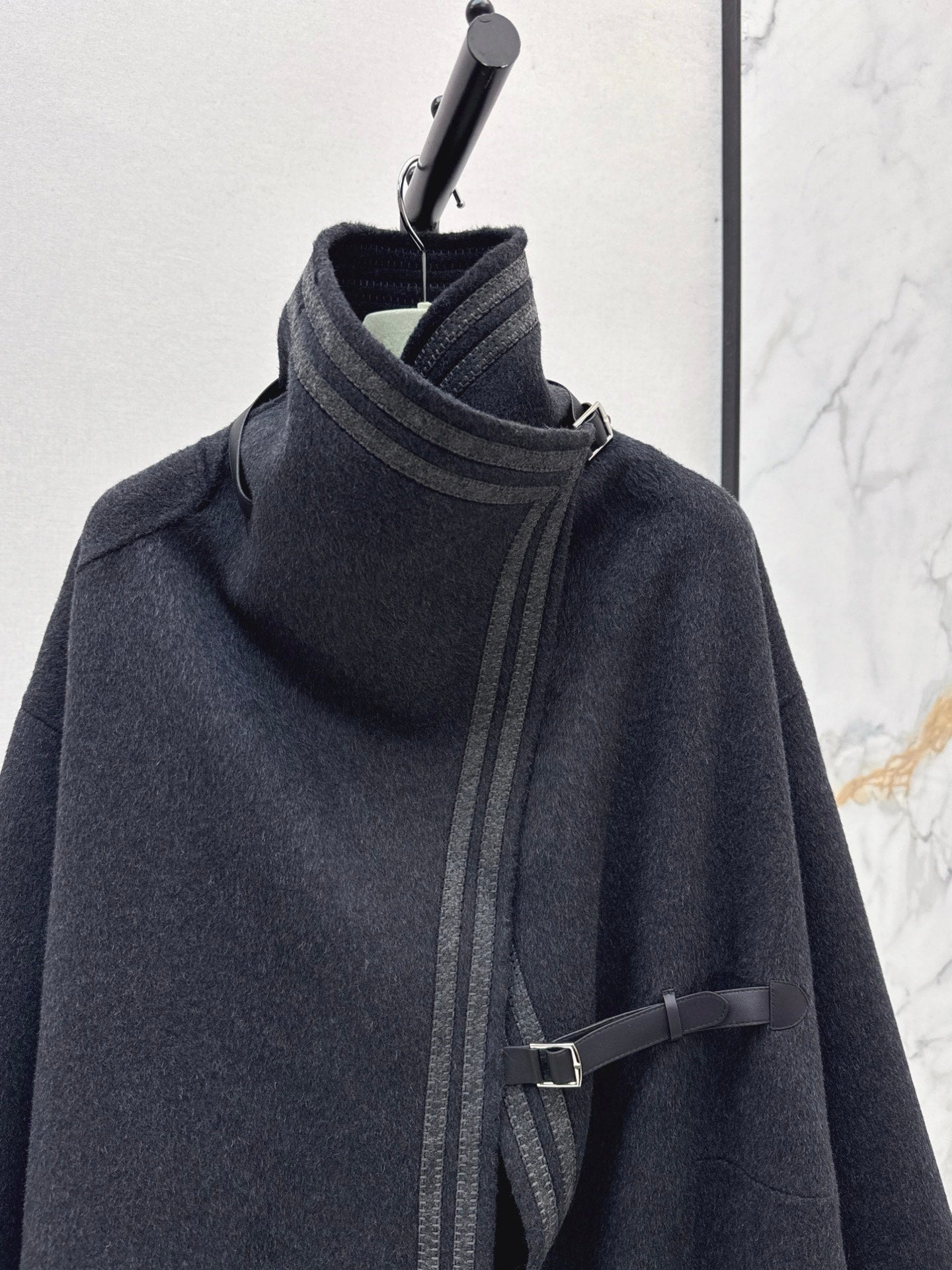 25 New handmade double-sided nylon cashmere long coat