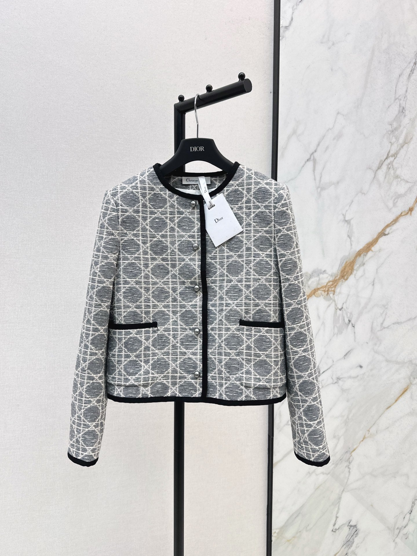 25 New limited edition rattan plaid round neck jacket